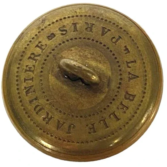 La Belle Jardiniere- Paris Marquis Crown Antique Shank Livery Back Gilt Button - Picture 3 of 5
